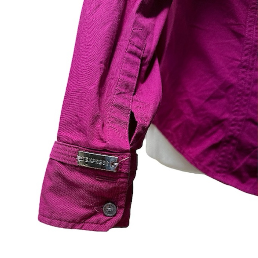 Express Fuchsia Pink Button Up Collared Shirt Org… - image 5